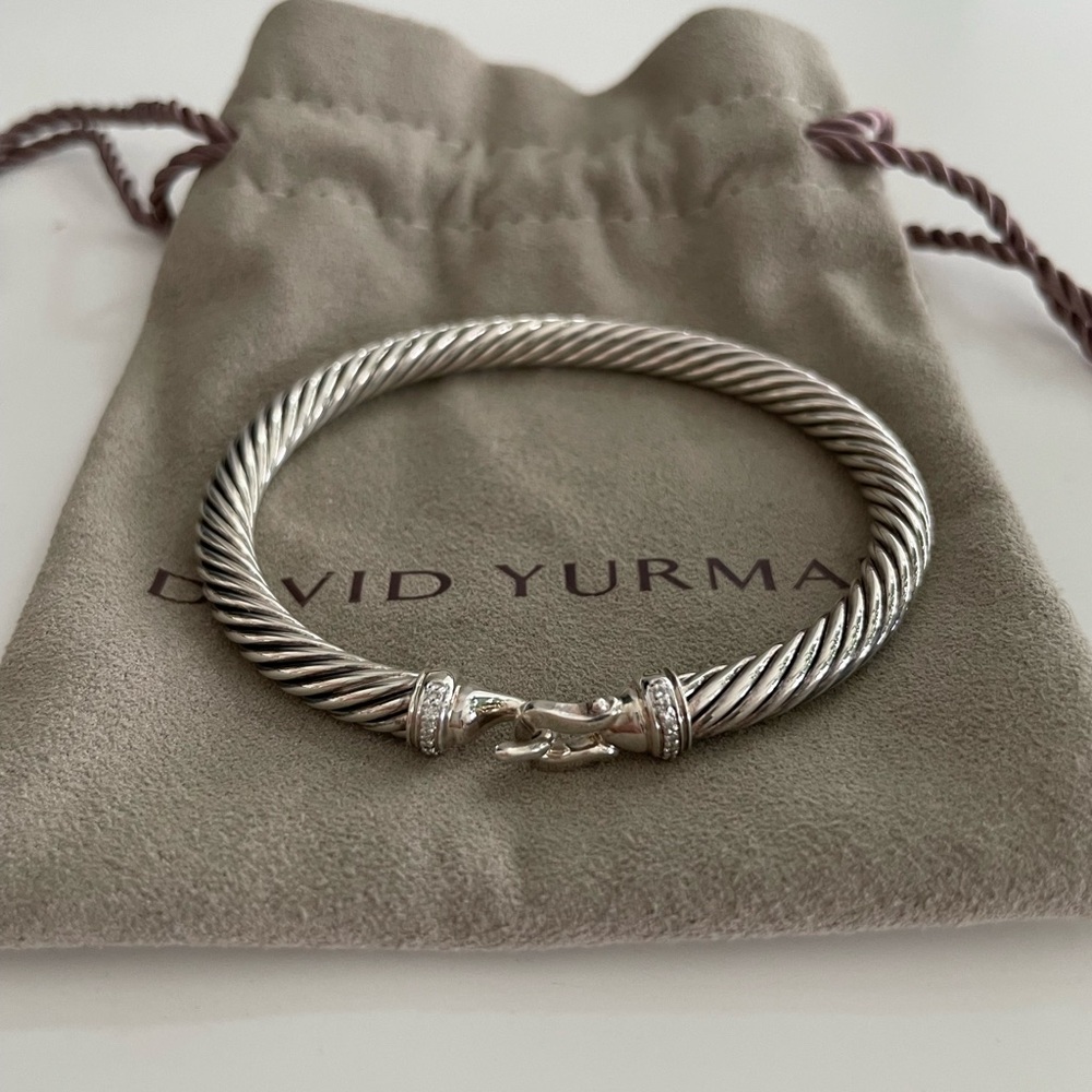 David Yurman Buckle Classic Cable Bracelet 5mm w Diamonds - Picture 3 of 6